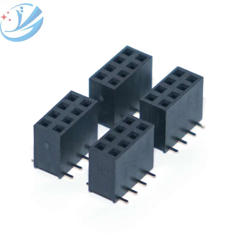 2.54 Pitch 2 baris penyambung header wanita SMT 8pin